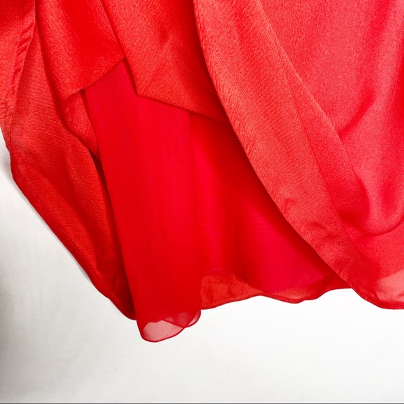 Victoria Beckham Red Silk Midi Pleat Ruffle Skirt - Picture 5 of 11